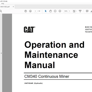 CAT BUCYRUS CM340 Continuous Miner Operation and Maintenance Manual BI001582 -  PDF DOWNLOAD