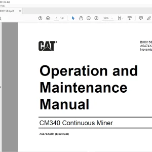 CAT BUCYRUS CM340 Continuous Miner Operation and Maintenance Manual BI001583  -  PDF DOWNLOAD