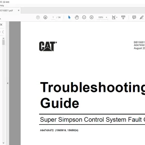 CAT Battery Super Simpson Control System Fault Codes Troubleshooting Guide Manual BI016801 - PDF DOWNLOAD
