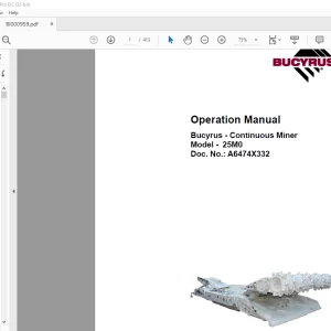 CAT Bucyrus 25M0 Continuous Miner Operation Manual BI000959  - PDF DOWNLOAD