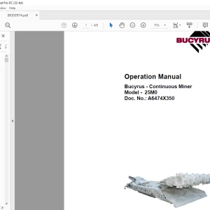 CAT Bucyrus 25M0 Continuous Miner Operation Manual BI000974  - PDF DOWNLOAD
