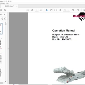 CAT Bucyrus 25M1AC Continuous Miner Operation Manual BI000958  - PDF DOWNLOAD