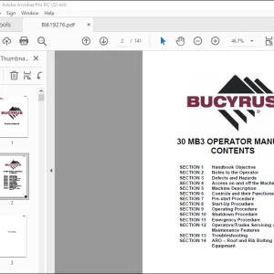 CAT Bucyrus 30 MB3 OPERATOR MANUAL BI619276 - PDF DOWNLOAD