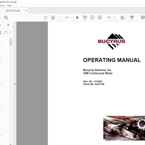 CAT Bucyrus 30M Continuous Miner OPERATING MANUAL BI181035  - PDF DOWNLOAD