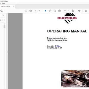 CAT Bucyrus 30M Continuous Miner Operation Manual BI620379  - PDF DOWNLOAD