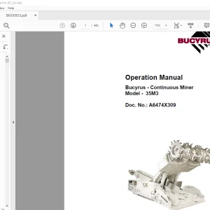 CAT Bucyrus 35M3 Continuous Miner Operation Manual BI000933  - PDF DOWNLOAD
