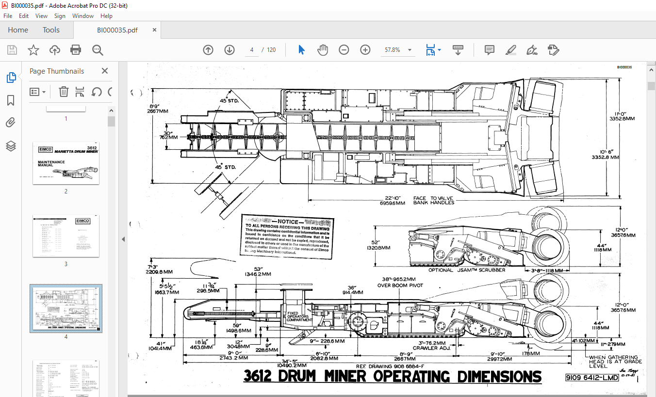 CAT Bucyrus 3612 Eimco Marietta Drum Miner Maintenance Manual BI000035 ...