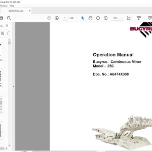 CAT Bucyrus Continuous Miner 25C Operation Manual BI000932 - PDF DOWNLOAD