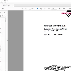 CAT Bucyrus Continuous Miner 30M 4NP Maintenance Manual BI000740  -  PDF DOWNLOAD