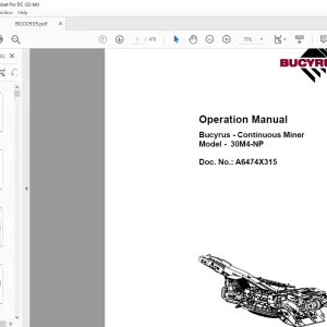 CAT Bucyrus Continuous Miner 30M4-NP Operation Manual BI000939 - PDF DOWNLOAD