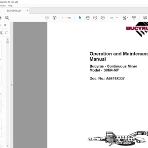 CAT Bucyrus Continuous Miner 30M4-NP Operation and Maintenance Manual BI000969  - PDF DOWLOAD
