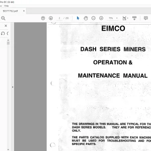 CAT Bucyrus EIMCO DASH SERIES MINERS OPERATION & MAINTENANCE MANUAL BI377762  - PDF DOWNLOAD