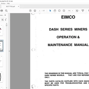 CAT Bucyrus EIMCO DASH SERIES MINERS OPERATION & MAINTENANCE MANUAL BI377783 - PDF DOWNLOAD