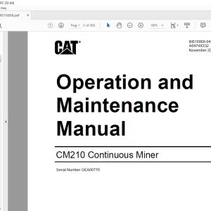 CAT CM210 Continuous Miner Operation Manual BI016808  - PDF DOWNLOAD