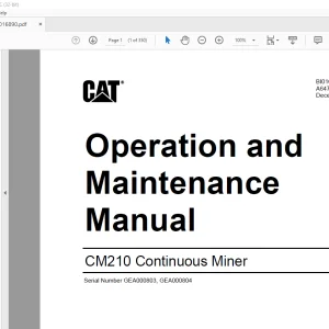 CAT CM210 Continuous Miner Operation and Maintenance Manual BI016890 -  PDF DOWNLOAD