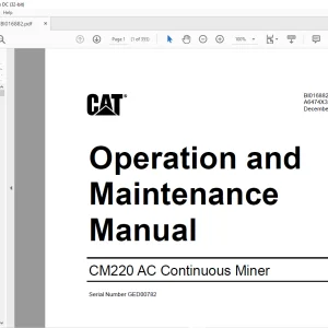 CAT CM220 AC Continuous Miner Operation and Maintenance Manual BI016882   - PDF DOWNLOAD