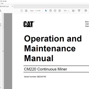 CAT CM220 Continuous Miner Operation Manual BI016907 - PDF DOWNLOAD