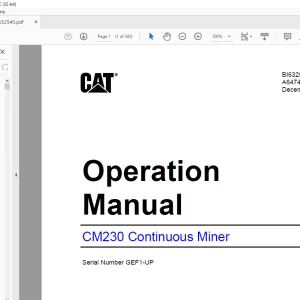 CAT CM230 Continuous Miner Operation Manual BI632540  -  PDF DOWNLOAD