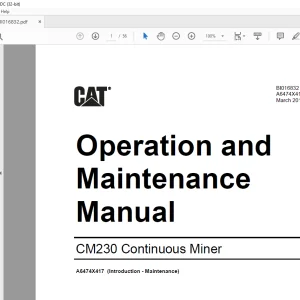 CAT CM230 Continuous Miner Operation and Maintenance Manual BI016832 - PDF DOWNLOAD