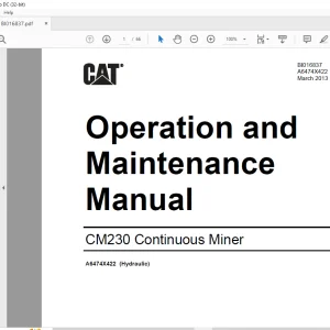 CAT CM230 Continuous Miner Operation and Maintenance Manual BI016837 -  PDF DOWNLOAD