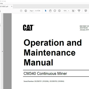 CAT CM340 Continuous Miner Operation and Maintenance Manual - PDF DOWNLOAD