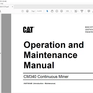 CAT CM340 Continuous Miner Operation and Maintenance Manual BI001579  -  PDF DOWNLOAD