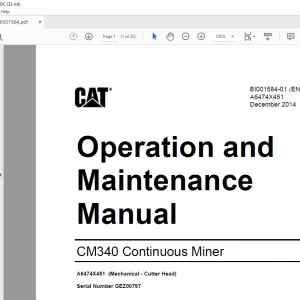 CAT CM340 Continuous Miner Operation and Maintenance Manual BI001584  - PDF DOWNLOAD