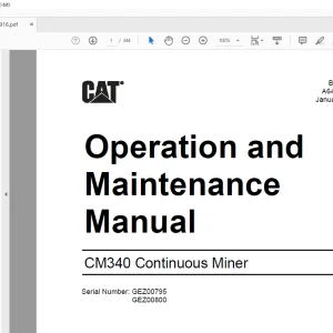 CAT CM340 Continuous Miner Operation and Maintenance Manual BI016916  - PDF DOWNLOAD
