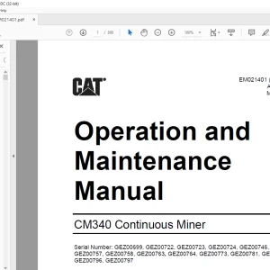 CAT CM340 Continuous Miner Operation and Maintenance Manual EM021401  - PDF DOWNLOAD
