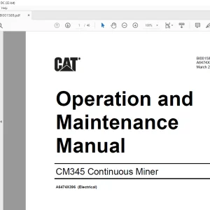 CAT CM345 Continuous Miner Operation and Maintenance Manual BI001589 - PDF DOWNLOAD