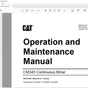CAT CM345 Continuous Miner Operation and Maintenance Manual BI001591 - PDF DOWNLOAD