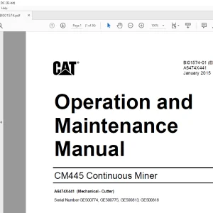 CAT CM445 Continuous Miner Operation and Maintenance Manual BI01574 - PDF DOWNLOAD