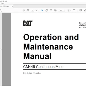 CAT CM445 Continuous Miner Operation and Maintenance Manual BI016957  - PDF DOWNLOAD