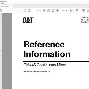 CAT CM445 Continuous Miner Reference Information Manual BI016919  - PDF DOWNLOAD