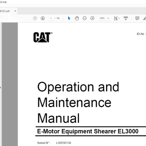 CAT E-Motor Equipment Shearer EL3000 Operation & Maintenance Manual SN LSW30138 - PDF DOWNLOAD