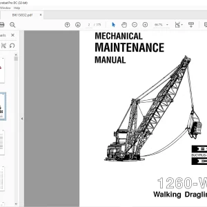 Cat Bucyrus 1260-W Walking Dragline Mechanical Maintenance Manual BI615832 - PDF DOWNLOAD