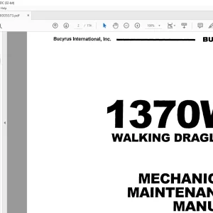 Cat Bucyrus 1370W Walking Dragline Mechanical Maintenance Manual BI005573 - PDF DOWNLOAD