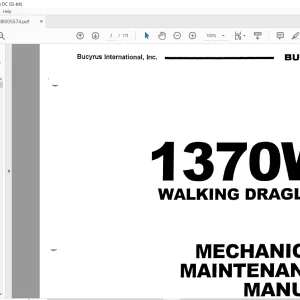 Cat Bucyrus 1370W Walking Dragline Mechanical Maintenance Manual BI005574 - PDF DOWNLOAD