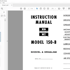 Cat Bucyrus 150-B Shovel & Dragline Instruction Manual BI05554 - PDF DOWNLOAD