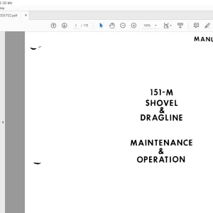 Cat Bucyrus 151-M Shovel & Dragline Maintenance & Operation Manual BI005702 - PDF DOWNLOAD