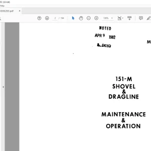 Cat Bucyrus 151-M Shovel & Dragline Maintenance & Operation Manual BI006283 - PDF DOWNLOAD
