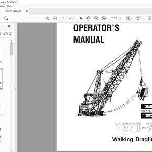 Cat Bucyrus 1570-W Walking Dragline Operator's Manual BI005578 - PDF DOWNLOAD