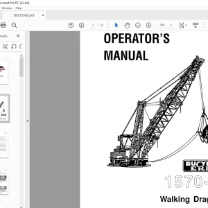 Cat Bucyrus 1570-W Walking Dragline Operator's Manual BI005580 - PDF DOWNLOAD