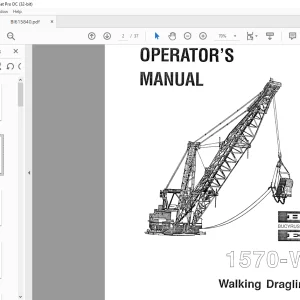 Cat Bucyrus 1570-W Walking Dragline Operator's Manual BI615840 - PDF DOWNLOAD