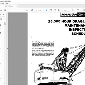 Cat Bucyrus 25,000 Hour Dragline Maintenance Inspection Schedule Manual BI379567 - PDF DOWNLOAD