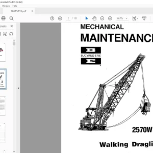 Cat Bucyrus 2570W Walking Dragline Mechanical Maintenance  Manual BI615835 - PDF DOWNLOAD