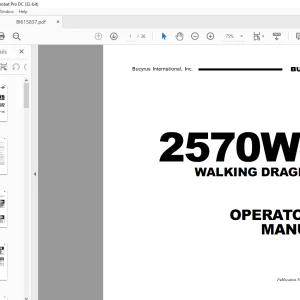 Cat Bucyrus 2570WS Walking Dragline Operator's Manual BI615837 - PDF DOWNLOAD