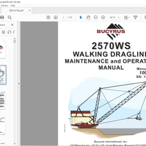 Cat Bucyrus 2750WS Walking Dragline Maintenance & Operation Manual SN 141073 - PDF DOWNLOAD