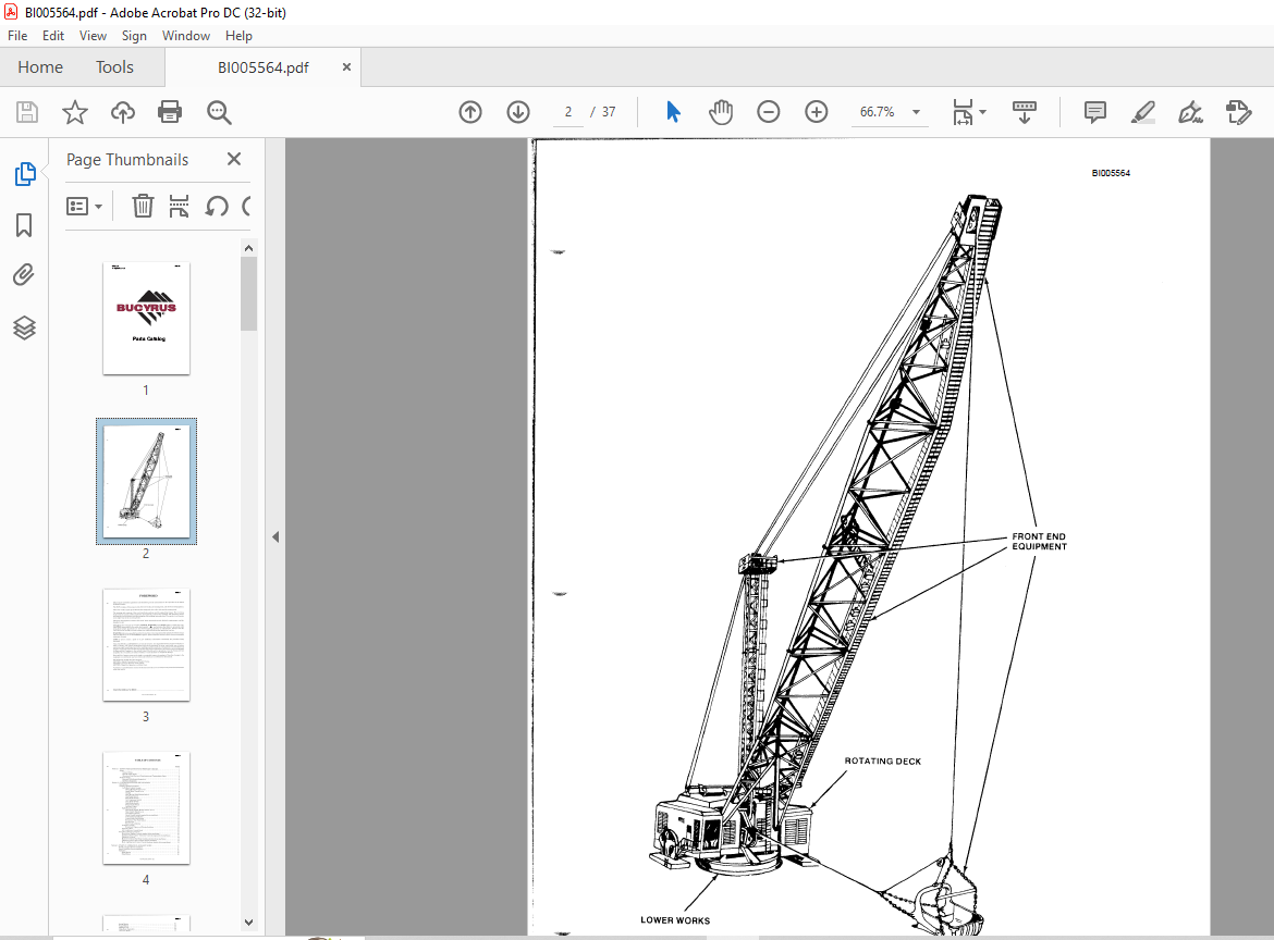 Cat Bucyrus 380-W Walking Dragline Operator's Manual BI005564 - PDF ...