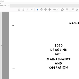 Cat Bucyrus 8050 Dragline 80511 Maintenance & Operation Manual BI005605 - PDF DOWNLOAD